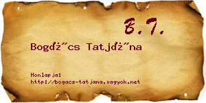 Bogács Tatjána névjegykártya